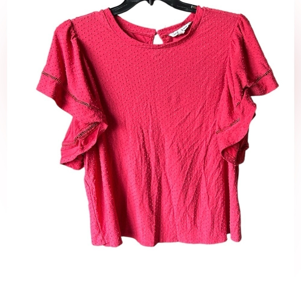 Zac & Rachel Women’s Plus Size Flutter Sleeve Blouse